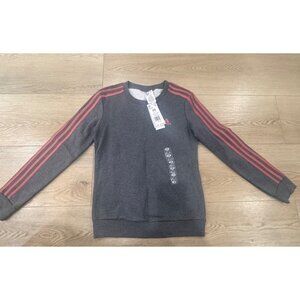 Adidas Womens XS Gray Sweatshirt With Coral Stripes & Logo - W 3S FL SWT